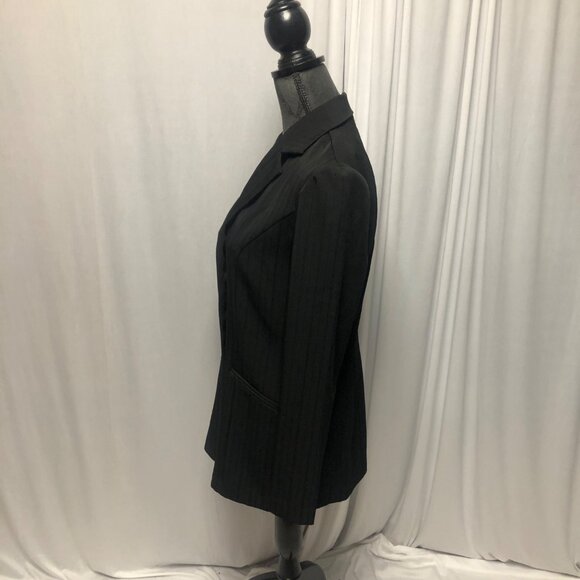 Breakin Loose Blazer Womens Size 9-10 Black Buttoned Pinstripe Jacket Office - Picture 3 of 7